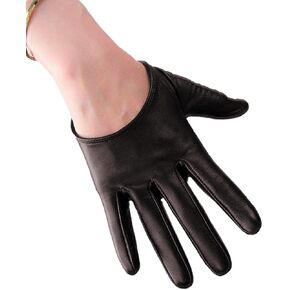 DooWay Extra short Leather Gloves Half Palm 13cm Soft PU for Cosplay Dance Party