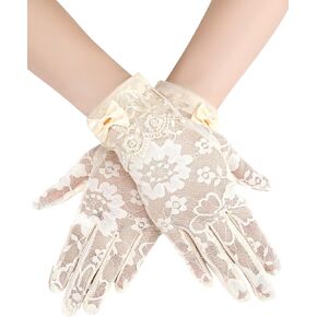 SATINIOR Lace Gloves Women Short Floral Fingerless Gloves for Tea Party Halloween Wedding