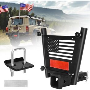 Hitch Flag Pole Holder (Upgraded Version), Trailer Hitch Flag Pole Holder for Standard 2 Inch Receivers, Heavy Duty Truck Flag Pole Mount Kit for Trucks RV Trailer SUV Pickup Camper
