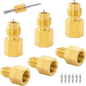 R1234YF Refrigerant Tank Adapter, R1234YF Vacuum Pump Adapter Fitting, R12 to R1234YF Adapter with 1/2 LH to 1/4 Flare for Refrigeration System