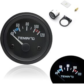 1 PC Car LED Water Temperature Gauge, 40-120 Celsius /100-250 Fahrenheit Water Temperature Meter with Sensor, Replacement Accessories, for Most Cars (Black)