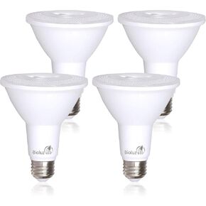 Bioluz LED 4 عبوات PAR38 LED لمبة 90 CRI 12W = 100-120 واط استبدال أبيض ناعم 3000K داخلي/خارجي قابل للتعتيم عنوان UL مدرج 20 إضاءة عالية الكفاءة