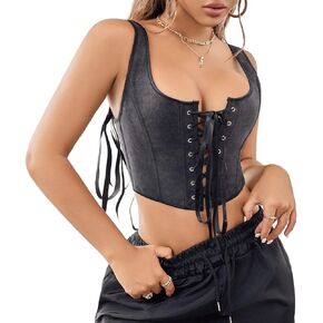 النساء العتيقة الأسود الدانتيل تمثال نصفي corset-tops boned bustier سترة مثيرة overbustier لخروجها ، قمم مشد نساء