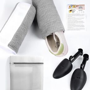 Shoe Washing Machine Bag - G4SHINE 2 Pack Sneaker Cleaning Bag for All Shoes, Fluffy Velvet Fiber Shoe Wash Bag for Washer and Dryer with Zipper and Drying Loop