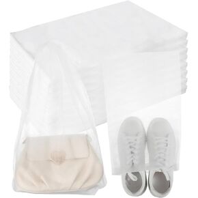 200 Pcs Non Woven Dust Bags, Dust Proof Shoe Bag For Storing Shoes, Boots, Drawstring Storage Bag For Purses, Handbags, Breathable Dust Bag With Rope, Portable Storage Organizer, White