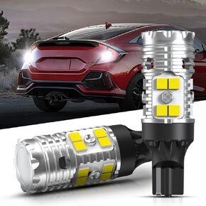 LASFIT 921 LED مصابيح الإضاءة الاحتياطية العكسية LED تناسب 2013-2021 2022 2023 2024 2025 Honda Civic ، 6000K White White Super OEM 912 W16W استبدال ، 2 PCS