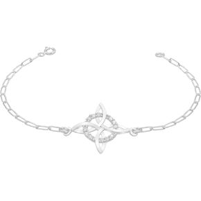 Adjustable Witch’s Knot Bracelet in Sterling Silver 925 – Protective Amulet, Esoteric Jewelry for Women and Men (White)