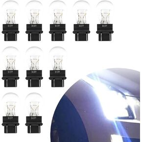 Pack-10 Car 3157 12V 21/5W Light Light Light ، مصباح هالوجين عالي الشعيرة مستقر ، مصباح مصغر ميني كوارتز ، عالمي لمعظم سيارات إضاءة لمبة (أبيض) in Kuwait