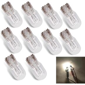 Pack-10 Car 7443 Brake Light Bulb ، 12V 21/5W 7443 Bulb ، Super Bright Shockproof Quartz Glass Light ، ملحق الإضاءة التوصيل والتشغيل ، Universal لمعظم السيارات (أبيض)