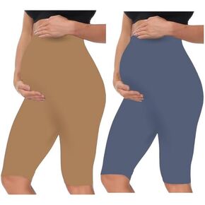 SaiBlossoms Women's High Waist & Till Knee Cotton Lycra Maternity Shorts|Pregnancy Shorts in Saudi Arabia