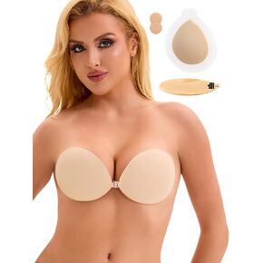 Adhesive Strapless Bras for Women Silicone Invisible Push Up Sticky Bra with Reusable Board