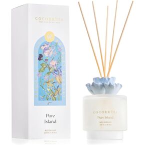 Cocorrina Gypsum Flower Reed Diffuser Set for Bathroom Décor – Clean Linen Scent, 6.76 oz with Sticks & Oil – Home Fragrance for Bathroom & Living Space