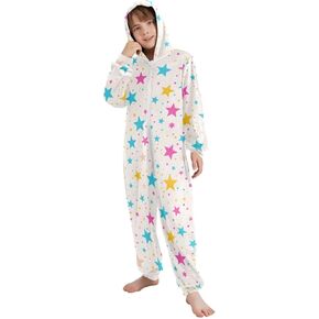 Baseball Onesie Soft Flannel Pajamas Sleepwear Zip Up Jumpsuits Hooded Lounge Wear