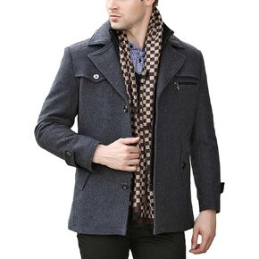 Somthron Men Wool Wool Blend Trench Coat Coat -Twered Liwer Single Single Stupted Cleanted Cleared Stack