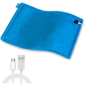 Portable Heating Pad with Battery, 1.7LB Weighted Heat Pad Rechargeable for Travel, 3 Heat Settings, Pain Relief for Abdomen, Back, Shoulder, 12" x 16", Grey