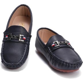 WUIWUIYU Boys Girls Soft Leather Loafer Casual Moccasin Flats Dress Shoes Penny Loafers School Dress Shoes