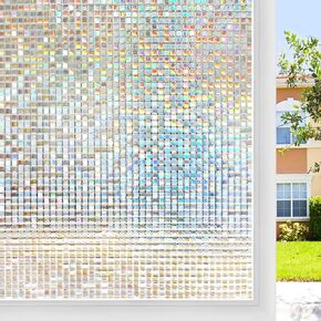 rabbitgoo Window Privacy Film Stained Glass Window Film, Mosaic Rainbow Decorative Glass Cling, Removable Static Cling Tint UV Blocking, Non-Adhesive Privacy Covering for Home, 23.6 x 78.5 inches
