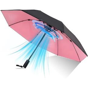 Uv Umbrellas for Sun Protection with Fan and Mist Spray,Cooling Umbrella with Fan,Rechargeable Summer Umbrella for Sun or Rain,Black
