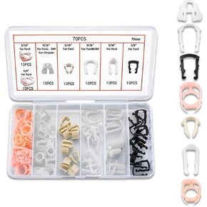 70 Pcs Fuel Line Retainer Clip Assortment Kits, Automotive Nylon Fuel Line Repair Kit Fuel Hose Retainer Clips Replacement 3/8" 5/16" Fuel Line Clamp with Storage Case, Universal