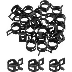 MECCANIXITY 20 Pcs Fuel Line Clamps Spring Band Hose Clamps, 10mm Silicone Air Tube Vacuum Hose Water Pipe Low Pressure Clamps Assortment Kit, Black