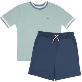 Tommy Bahama Boys Crewneck Crewneck قصيرة الأكمام تي شيرت وسرات شورت الخصر المرنة ، ملابس صيفية من قطعتين للأطفال