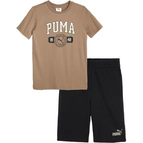PUMA boys 2 Piece Set, Short Sleeve Cotton Jersey T-shirt & Matching Short