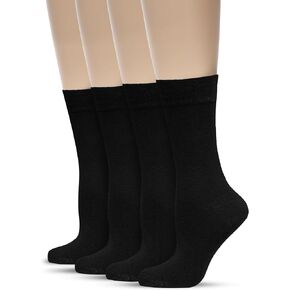 Women's Bamboo Dress Socks - UltraSoft, Thin, Breathable, Seamless Toe - Non-Binding - Crew Socks for 4 Pairs