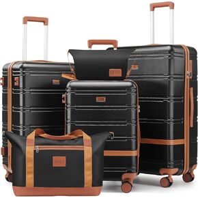 Luggage Sets 3 Piece, Suitcases with Wheels, Hardshell Suitcase Set, PC+ABS Carry on Luggage Set with TSA Lock, Travel Luggage (Black)