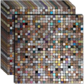Weimeisc 10 Sheets Peel and Stick Backsplash Tile للمطبخ ، بلاط الفسيفساء ذاتيا ، عصا على الغرور الحمام ， ديكور الموقد ، طاولة الغسيل (12 "× 12") (الطباعة السوداء)