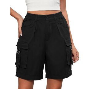 Bermuda Shorts for Women Cargo Cotton Shorts High Waist Knee Length 6 Pockets 2025 Summer Casual Long Shorts