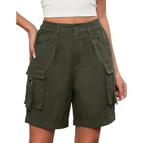 Bermuda Cargo Shorts for Women Baggy Knee Length Denim Shorts High Waist 6 Pockets 2026 Summer Casual in Kuwait