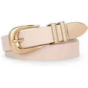 WERFORU Women Leather Belt Fashion Leather Waist Belt for Pants Jean Ladies Western Belt with Gold/Silver Buckle
