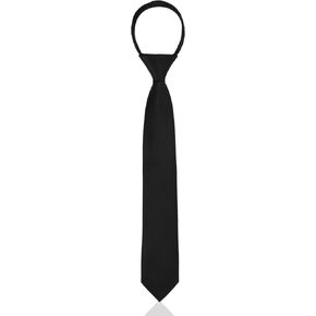 Solid Color Boys Tie, Pre-tied Adjustable Solid Color Tie for Age 8-12, Formal Black Kids Necktie for Wedding School Graduation Uniforms Classic Neck Tie(2.3 inch)