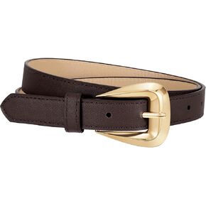JASGOOD Women Leather Belts for Jeans Pants Soft Leather Waist Belt for Ladies Vintage Belt with Gold Buckle 0.9" Width