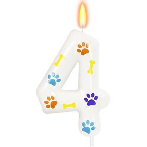 Blue Dog Paw رقم عيد ميلاد شموع ، لوازم حفلات عيد الميلاد الثالثة للبنين والبنات ، وأغطية الكعك الكب كيك