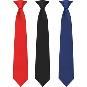 Clip on Ties for Boys, Solid Kids Tie Pre-tied Boys' Neckties for Teenager School Uniforms Graduation