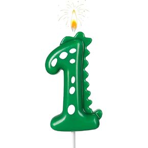 عيد الميلاد الثالث 2.76 بوصة ديناصور أخضر شموع عيد ميلاد - شموع ديناصور شموع للكعكة ، زخارف الاحتفال بالحفلات