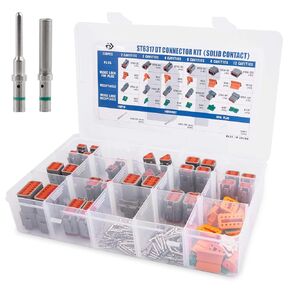 JRready 238PCS DT Connector Waterproofing, 2 3 4 6 8 12 Pin Deutsch DT Connector Kit with 82Pairs Size 16 Solid Contacts for Automotive Repair, Marine Waterproof Electrical Connector (ST6317)