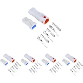 Muyi 5 Kits 2 Pin Way JST موصل مقاوم للماء 26-22 AWG Electric Socket 0.13 ~ 0.33 مم مربع إلى موصلات الأسلاك 2.0 مم JWPF-VSLE Series JST Series