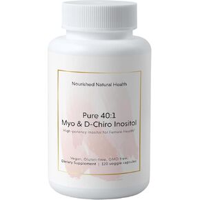 المغذيين 40: 1 Myo & D -Chiro Pure Inositol - ملحق للنساء المصابات بالخصوبة أو صحة الجلد أو أعراض الدورة الشهرية - 120 كبسولة