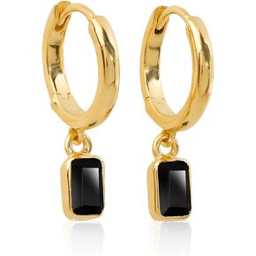 Yotrasision Black Onyx Gemstone 14k Gold مطلي بأقراط فضية من 925