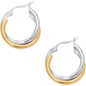Ritastephens Sterling Silver Gold Plated Two-Tone Polished Intertwined Hoop Earrings (Small, Regular, Large)