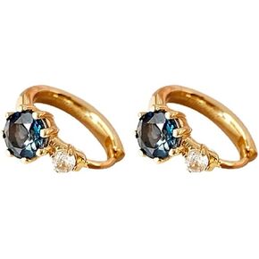 ins style رائع الأزرق الأحجار الكريمة مجوهرات راقية صغيرة الطلاء الذهب 925 sterling الفضة أقراط 18 كيلو الذهب مطلي عتيقة أدخل مصغرة زركون الأذن الأذن