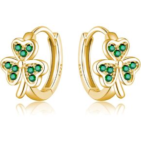 Sluynz 925 Sterling Silver Green Love Clover أقراط للنساء المراهقات الأيرلندية شامروك هوجي أقراط الصيف in Kuwait