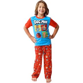 Bioworld Dog Man Character Grid Boy's 2-Pack Pajama Set