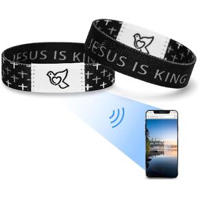 Bible Verse Bracelets, Kaluofan Daily Bible Verse Bracelet, Bible Verse Bracelets Scan for Women Men Teens, Elastic Inspirational Christian Bracelet The Power of Faith(Pink)