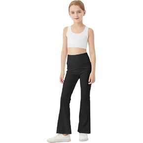 Danzcue Girls High Waisted Leggings Kids Yoga Pants Athletic Activewear Youth Bell Bottoms Casual Pants