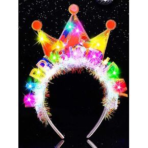 Light Up Happy Birthday Headband Birthday Crown Ball Hair Bands Party Festival Hair Accessories for Women (Multicolour)