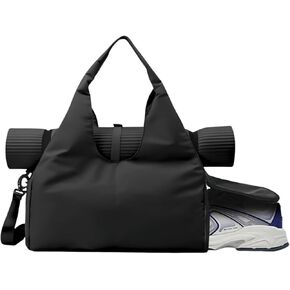 Gym Bag, Yoga Gym Bag for Women and Men, Carrying Workout Gear and Accessories, Shoe Compartment and Wet Dry Storage Pockets, Travel Duffle Bag Carry On Weekender Bag