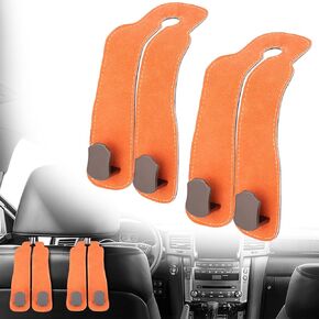 2 PCS Car Hooks لمسند الرأس - حامل خطاف مزدوج للتخزين المريح ، حامل حقيبة للسيارة ، خطاف محفظة السيارة مع خطافات معدنية لحقيبة اليد ، أكياس البقالة (رمادي)
